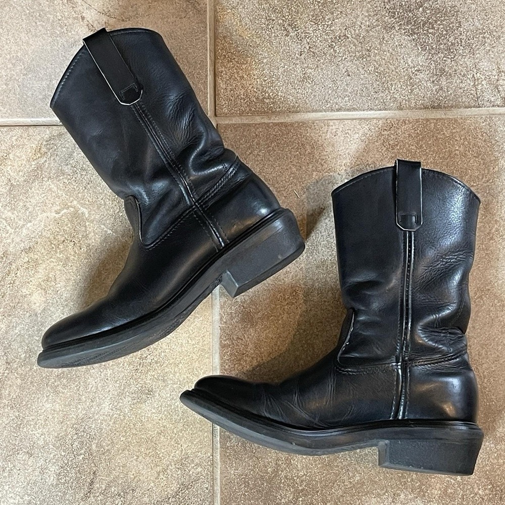 Red Wing 1165 Pecos Boots 1994 Vintage Black Leather Men's USA Pull On 7.5D RARE